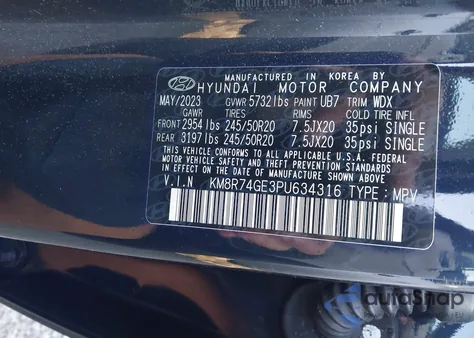 2023 Hyundai Palisade Calligraphy из США, поврежденный, VIN KM8R74GE3PU634316